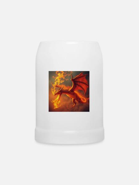 Feuerdrache im Flammenschweif - Bierkrug - Weiß
