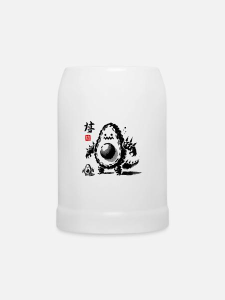 Elegantes asiatisches Kalligraphie-Blumendesign - Bierkrug - Weiß