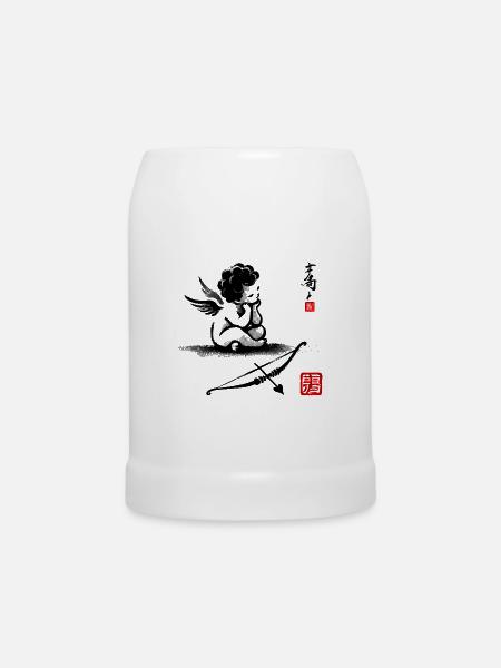 Elegantes japanisches Kalligraphie-Kunstdesign - Bierkrug - Weiß