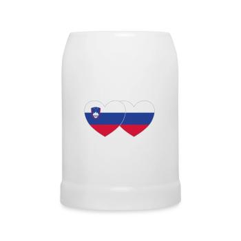 Slowenien Russland Flagge Herz - Bierkrug - Weiß - Vorne