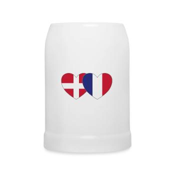 Dänemark Frankreich Flagge Herz - Bierkrug - Weiß - Vorne