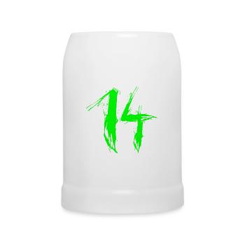zahl 14 grün 14.Geburtstag Lieblingszahl Vektor - Beer Mug - white - Front