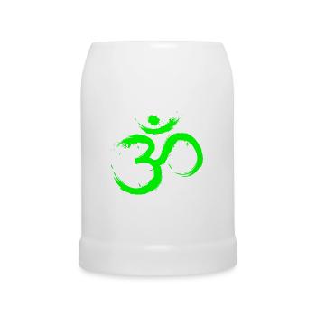 Om Design Symbol Meditation Befreiung Limone Grün - Bierkrug - Weiß - Vorne