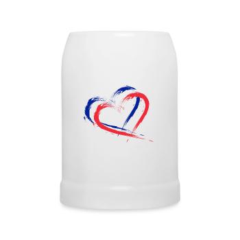 Herz Design Frankreich Flagge Fahne Farben Urlaub - Bierkrug - Weiß - Vorne