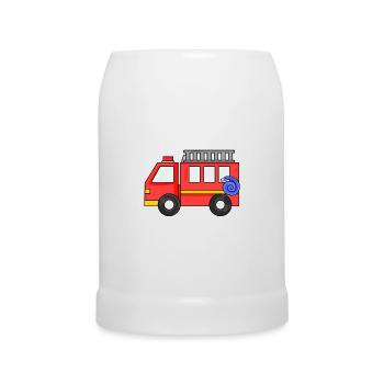 Camion de pompiers - Chope en céramique - blanc - Devant