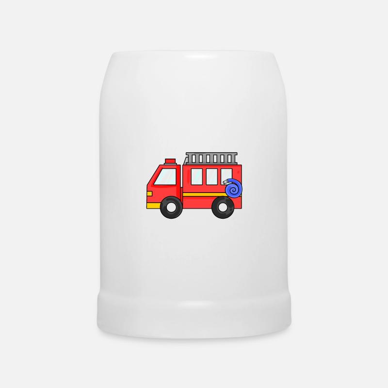 Feuerwehrauto - Bierkrug - Weiß