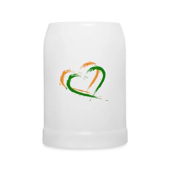Herz Bürste Flagge Indien Design Neu Vektor Fahne - Bierkrug - Weiß - Vorne