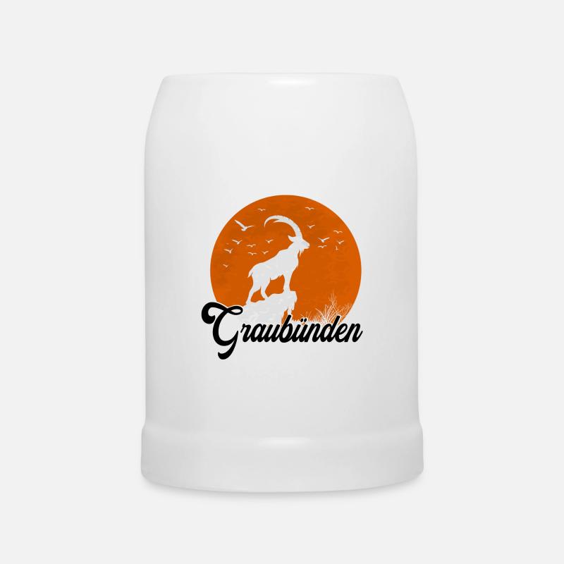 Grey-banded moon silhouette - Beer Mug - white