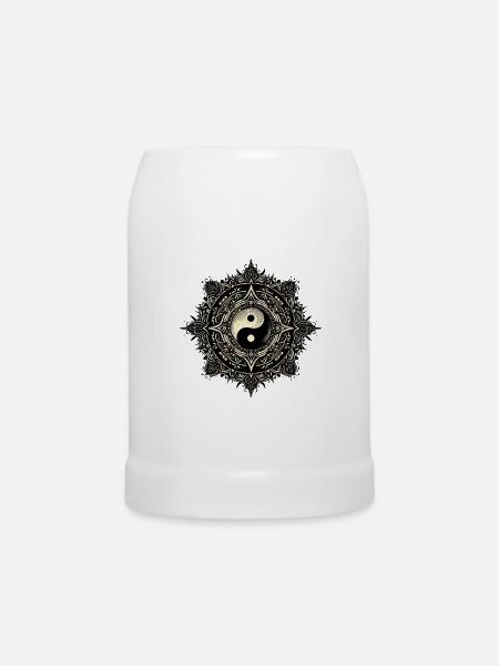 Mandala Harmony yin yang - Bierkrug - Weiß