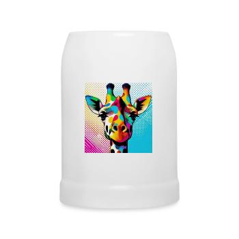 Girafe Pop Art - Chope en céramique - blanc - Devant