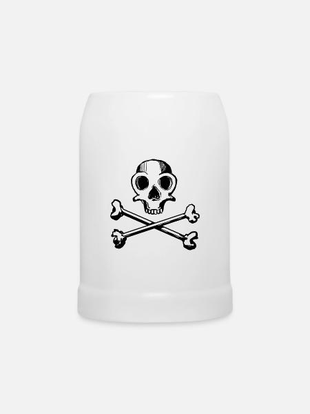 Skull and Bones 1c - Bierkrug - Weiß