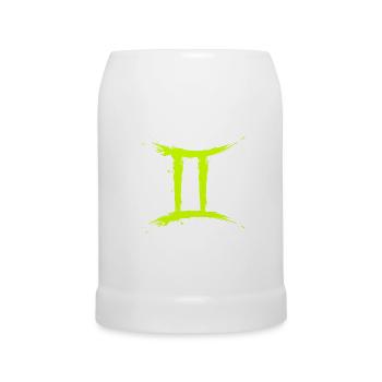 Sternzeichen Zwillinge Gelb Gemini Symbol - Bierkrug - Weiß - Vorne