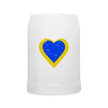 Solidarité avec l’Ukraine - cœur bleu jaune - Chope en céramique - blanc - Devant