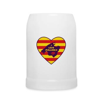 I Love Mallorca in den Farben der Islas Baleares - Bierkrug - Weiß - Vorne
