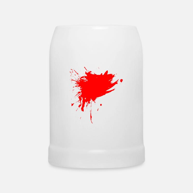 Fleck Farbe Gespritzt rot Design Schmutz schmutzig - Bierkrug - Weiß