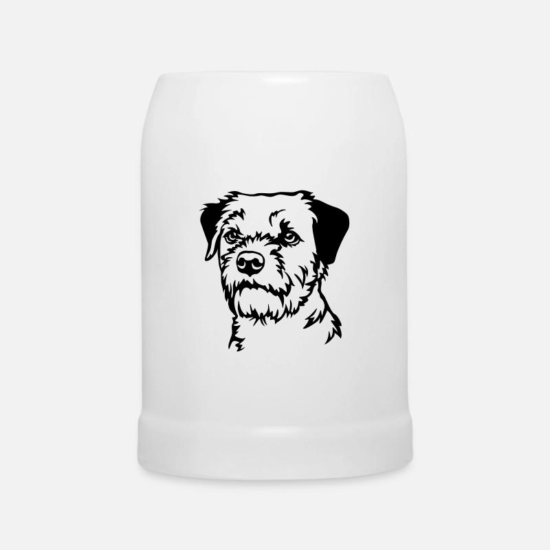 Tête de Border Terrier - Chope en céramique - blanc