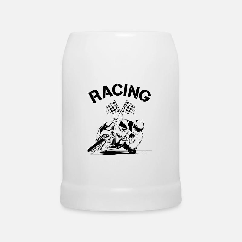 Racing Motorcycle Racing Symbol Biker Illustration - Beer Mug - white