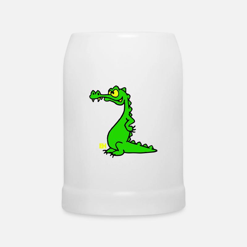 Smiling Crocodile, dreifarbiges Design - Bierkrug - Weiß