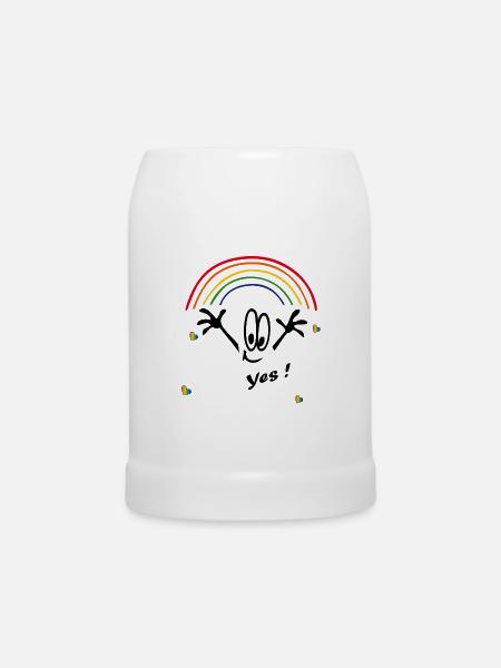 yes, Regenbogenfarben, rainbow - Bierkrug - Weiß
