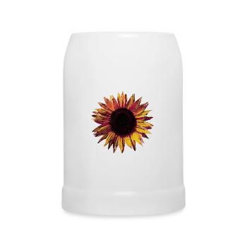 Sonnenblume - Bierkrug - Weiß - Vorne