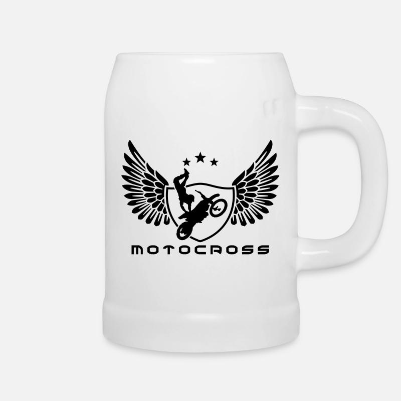 moto-cross - Chope en céramique - blanc