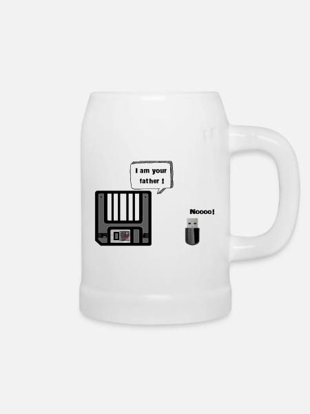 Diskette auf USB-Stick - Bierkrug - Weiß
