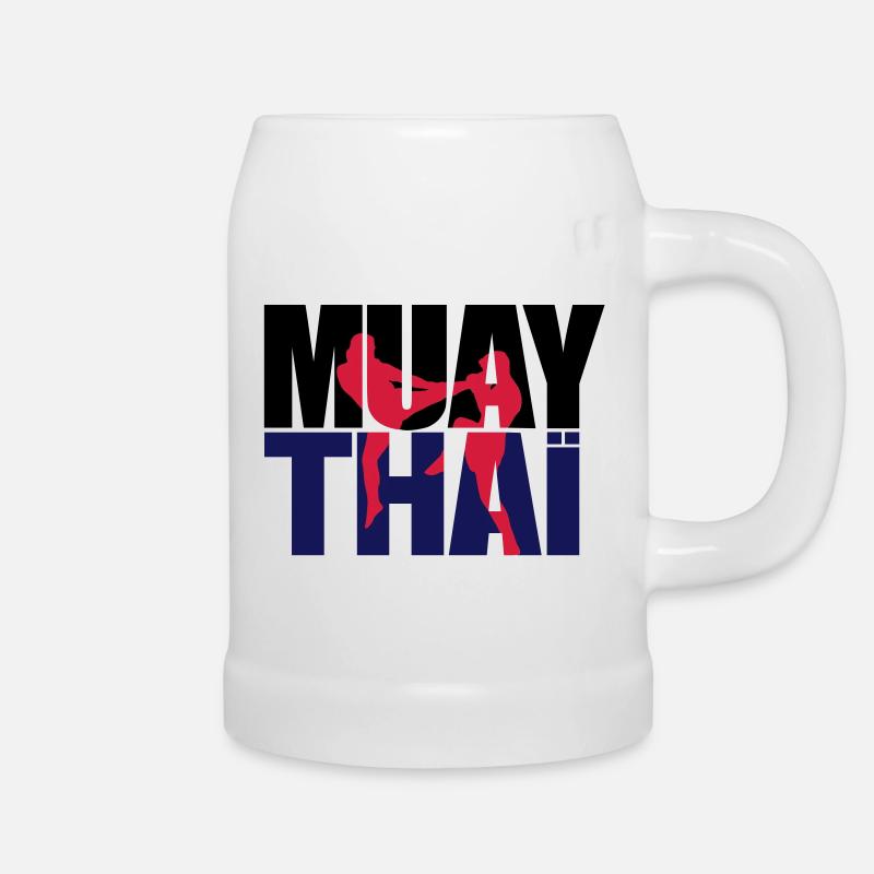 Muay thai logo full Boxe thailandaise - Chope en céramique - blanc