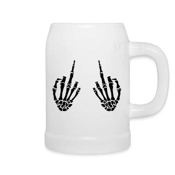 middle fingers design - Bierkrug - Weiß - Rechts