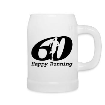 Happy birthday 60, running man - Beer Mug - white - Right