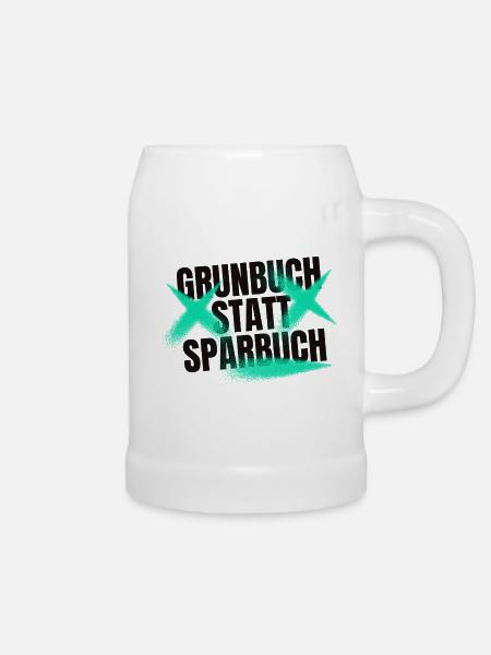 Grundbuch statt Sparbuch - Bierkrug - Weiß