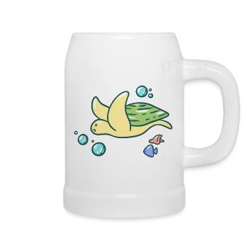 Tortue mignonne - Chope en céramique - blanc - Droite