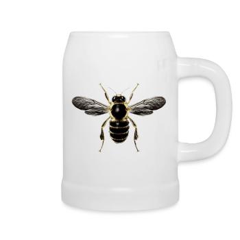 Detailed bee illustration on textiles - Beer Mug - white - Right