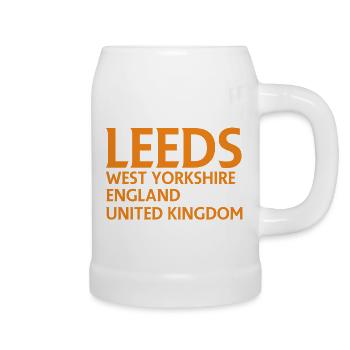 Leeds – England Lyrics Design - Beer Mug - white - Right