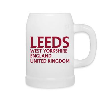 Leeds – England Lyrics Design - Beer Mug - white - Right