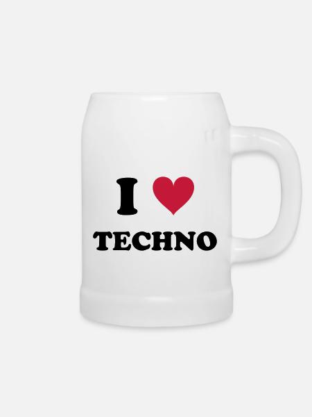 I LOVE TECHNO - Bierkrug - Weiß