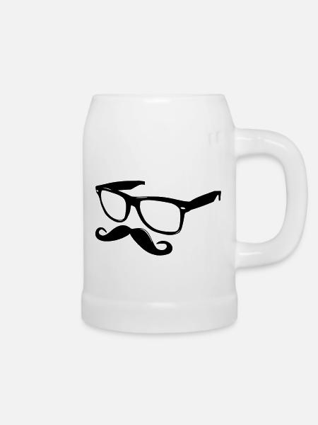 nerdy moustache - Bierkrug - Weiß