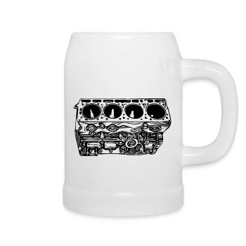 Engine block cylinder displacement fan - Beer Mug - white - Right