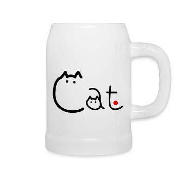 Katze in Katzen geschrieben - Bierkrug - Weiß - Rechts