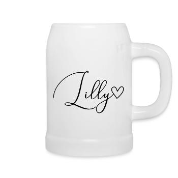 Lilly Last Name First Name Girl - Beer Mug - white - Right