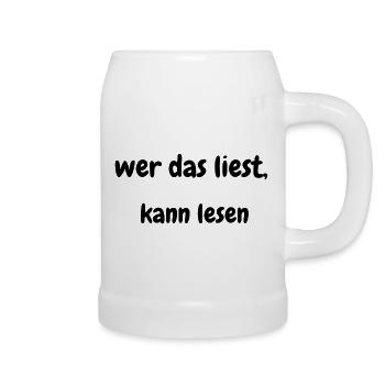 Wer das liest, kann lesen – Wortspiel Shirt - Bierkrug - Weiß - Rechts