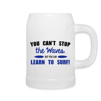 Learn to surf - Beer Mug - white - Right