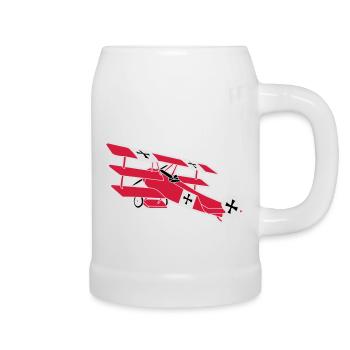 Fokker Airplane Flugzeug Roter Baron Red World War - Bierkrug - Weiß - Rechts