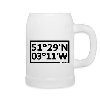 Cardiff Koordinaten - Bierkrug - Weiß - Rechts