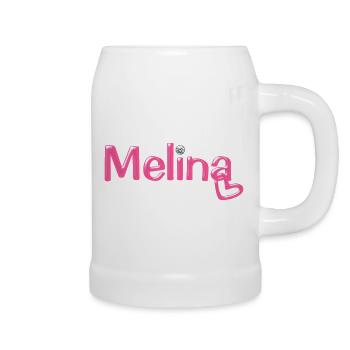 Melina Name Balloon Font - Beer Mug - white - Right