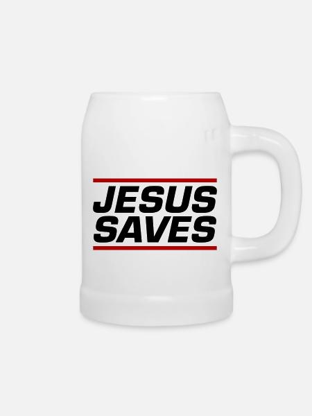 Jesus Rettet Bibelvers - Bierkrug - Weiß