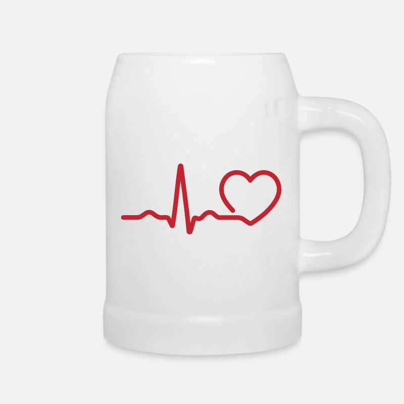 Ecg Pulse Line - Beer Mug - white