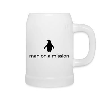 Mann mit einer Mission – nihilistisches Pinguin-Design - Bierkrug - Weiß - Rechts