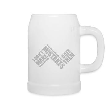 Date Mistakes Quote Logo - Beer Mug - white - Right