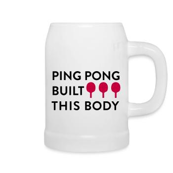 Tischtennis Shirt mit lustigem Spruch verschenken - Bierkrug - Weiß - Rechts