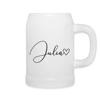 Julia Last Name First Name Girl - Beer Mug - white - Right